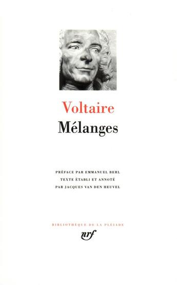 Couverture du livre « Mélanges » de Voltaire aux éditions Gallimard