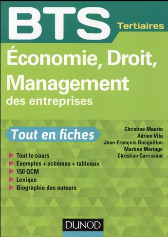 Couverture du livre « Économie, droit, management des entreprises ; BTS » de Jean-Francois Bocquillon et Christian Carrissant et Martine Mariage aux éditions Dunod