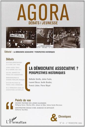 Couverture du livre « Démocratie associative? perspectives historiques » de  aux éditions L'harmattan