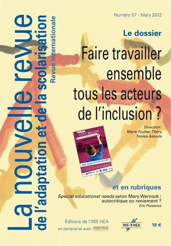 Couverture du livre « NOUVELLE REVUE DE L'ADAPTATION ET DE LA SCOLARISATION T.57 » de Teresa Assude aux éditions Champ Social