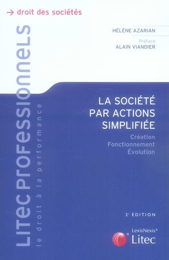 Couverture du livre « La societe par actions simplifiee. creation fonctionnement evolution » de Azarian H aux éditions Lexisnexis