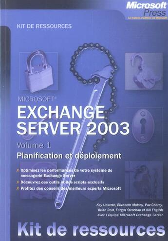 Couverture du livre « Exchange Server 2003 - Tome 1 - Planification Et Deploiement » de Unkroth/Strachan/Rei aux éditions Dunod