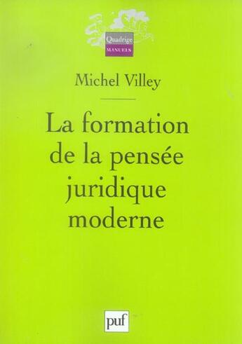 Couverture du livre « La formation de la pensee juridique moderne » de Michel Villey aux éditions Puf