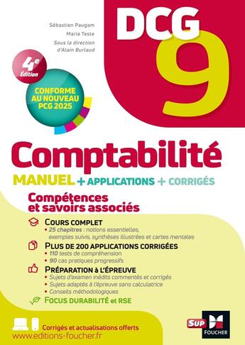 Couverture du livre « Dcg 9 - comptabilite - manuel et applications a jour pcg 2025 edition » de Paugam/Teste/Burlaud aux éditions Foucher