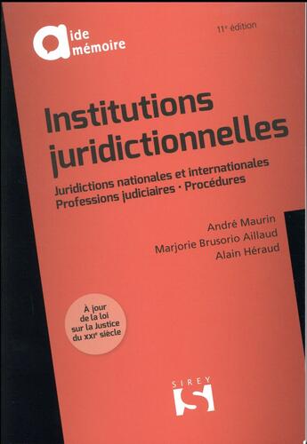 Couverture du livre « Institutions juridictionnelles (11e édition) » de Andre Maurin aux éditions Sirey