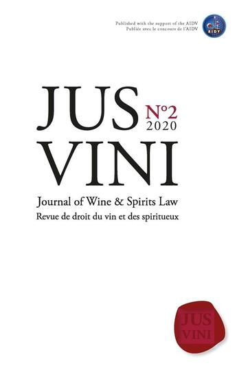 Couverture du livre « Jus vini journal of wine et spirits law - n 2/2020 - revue de droit du vin et des spiritueux » de Georgopoulos T. aux éditions Mare & Martin