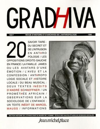 Couverture du livre « Revue Gradhiva n.20 » de Revue Gradhiva aux éditions Nouvelles Editions Place