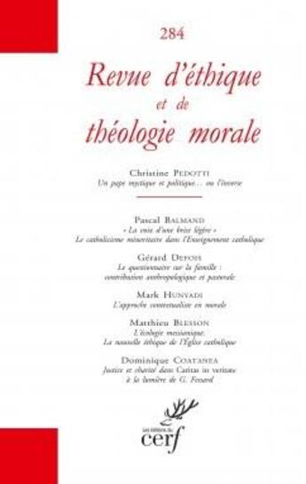 Couverture du livre « Revue d'éthique et de théologie morale - numéro 284 » de Collectif Retm aux éditions Cerf