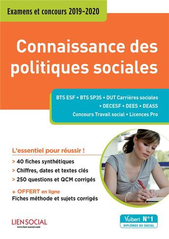 Couverture du livre « Connaissance des politiques sociales ; examens et concours 2019-2020 » de Christelle Jamot-Robert aux éditions Vuibert