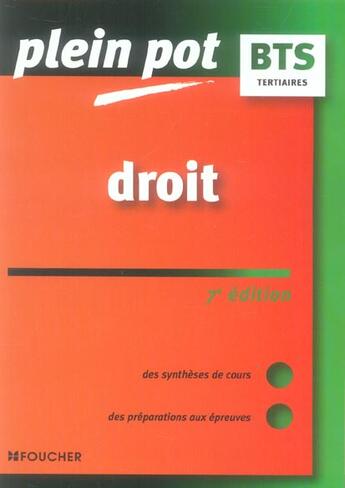 Couverture du livre « Droit Bts Tertiaire » de Nadine Colosky aux éditions Foucher