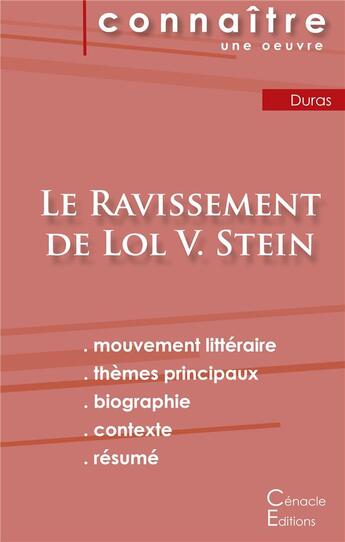 Couverture du livre « Le ravissement de Lol V. Stein » de  aux éditions Editions Du Cenacle