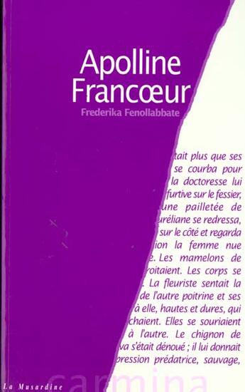 Couverture du livre « Appoline Francoeur » de Frederika Fenollabbate aux éditions La Musardine