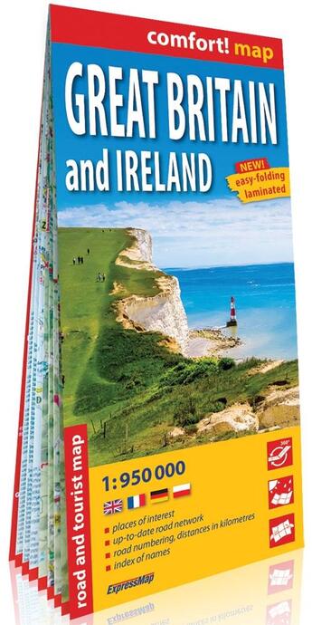 Couverture du livre « Grande-bretagne et irlande 1/950.000 (carte grand format laminee) - anglais » de  aux éditions Expressmap