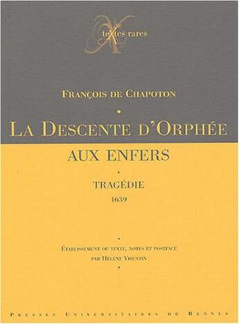 Couverture du livre « DESCENTE D ORPHEE AUX ENFERS » de Pur aux éditions Pu De Rennes