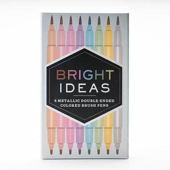 Couverture du livre « Bright ideas metallic double ended colored brush pens : 8 colored pens » de Ideas Bright aux éditions Chronicle Books