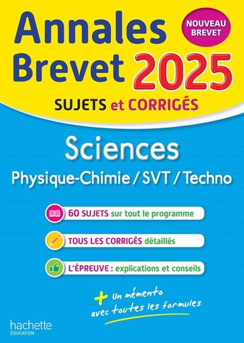 Couverture du livre « Annales brevet : SCI / Sciences » de Sebastien Dessaint et Malorie Gorillot aux éditions Hachette Education