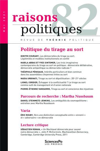 Couverture du livre « Raisons politiques 82 » de  aux éditions Presses De Sciences Po