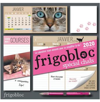 Couverture du livre « Frigobloc chats 2020 - calendrier d'organisation familiale (de janvier a decembre 2020) - s'organis » de  aux éditions Play Bac