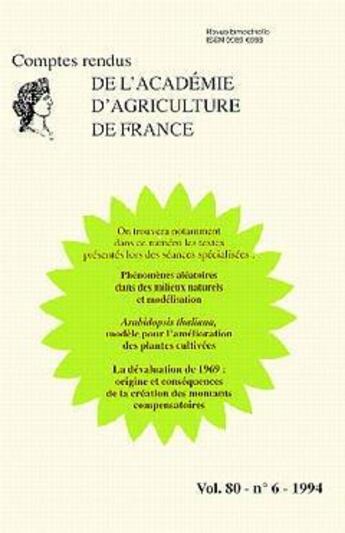 Couverture du livre « Phenomenes aleatoires dans les milieux naturels et modelisation arabidopsis thaliana ; modele » de  aux éditions Medecine Sciences Publications