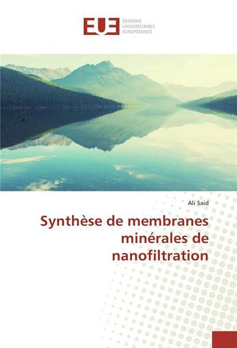 Couverture du livre « Synthèse de membranes minérales de nanofiltration » de Ali Said aux éditions Editions Universitaires Europeennes