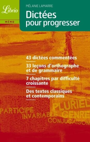 Couverture du livre « Dictées pour progresser » de Mélanie Lamarre aux éditions J'ai Lu