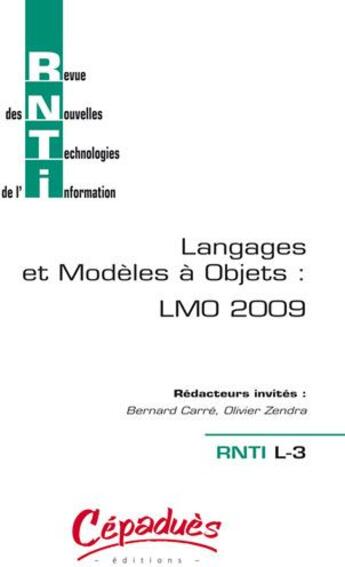 Couverture du livre « Langages et modèles à objets : LMO 2009 » de  aux éditions Cepadues