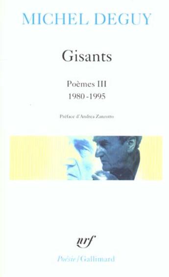 Couverture du livre « Gisants. poemes iii 1980-1995 - (poemes iii, 1980-1995) » de Deguy/Zanzotto aux éditions Gallimard