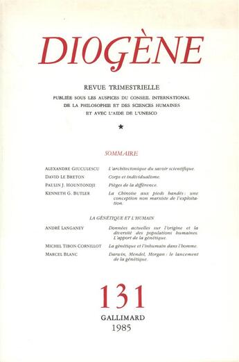 Couverture du livre « Diogene 131 » de Collectif Gallimard aux éditions Gallimard