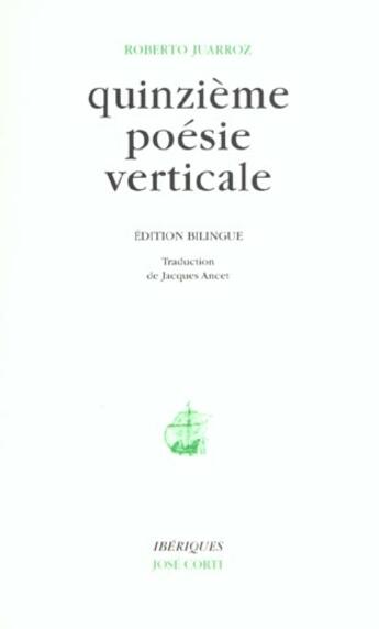 Couverture du livre « Quinzième poésie verticale » de Roberto Juarroz aux éditions Corti