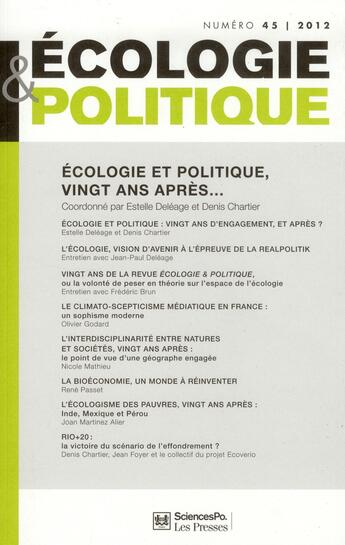 Couverture du livre « Revue Ecologie & Politique T.45 » de Revue Ecologie & Politique aux éditions Presses De Sciences Po