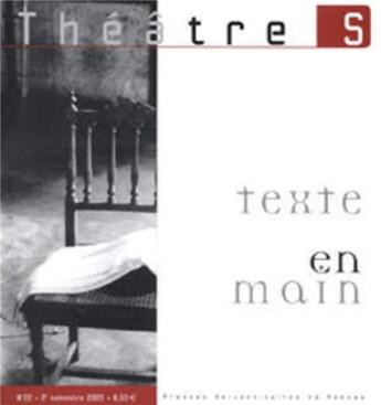 Couverture du livre « Texte en main : théâtres en Bretagne » de  aux éditions Pu De Rennes