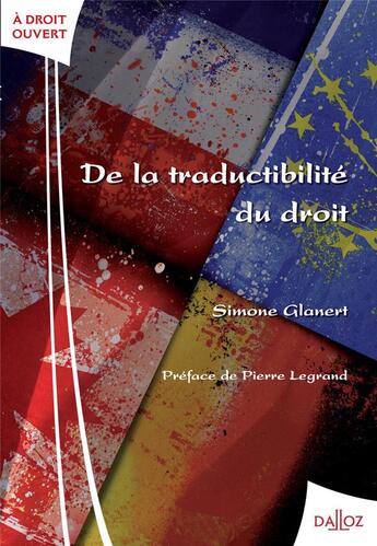 Couverture du livre « De la traductibilité du droit » de Simone Glanert aux éditions Dalloz