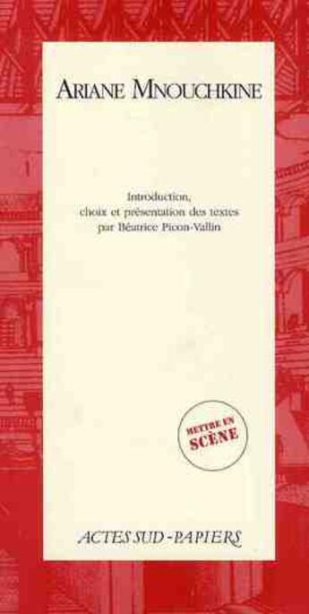 Couverture du livre « Ariane Mnouchkine » de Ariane Mnouchkine aux éditions Actes Sud