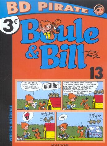 Couverture du livre « Boule & Bill Tome 13 : carnet de Bill » de Jean Roba aux éditions Dupuis