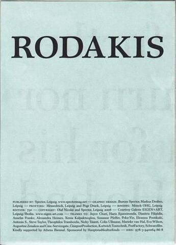 Couverture du livre « Olaf nicolai rodakis » de Olaf Nicolai aux éditions Spector Books