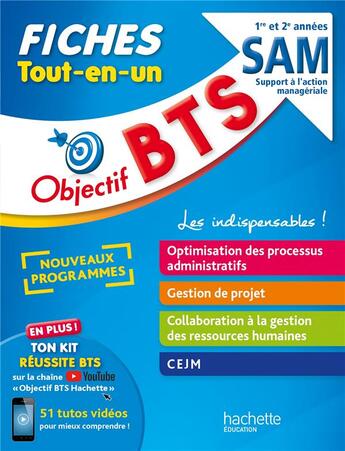 Couverture du livre « Objectif BTS ; BTS SAM, support à l'action managériale ; fiches tout-en-un » de  aux éditions Hachette Education