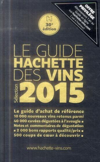 Couverture du livre « Le guide Hachette des vins 2015 » de  aux éditions Hachette Pratique