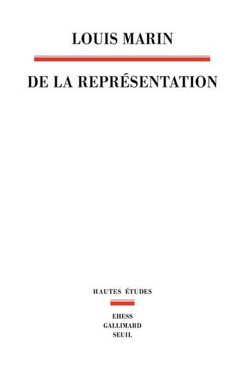 Couverture du livre « De la representation » de Louis Marin aux éditions Seuil