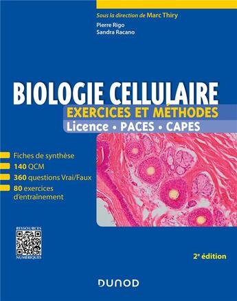 Couverture du livre « Tout le cours en fiches - t01 - biologie cellulaire - exercices et methodes - 2e ed. - fiches de cou (2e édition) » de Thiry/Rigo/Racano aux éditions Dunod