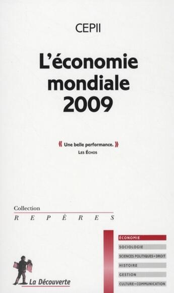 Couverture du livre « L'économie mondiale (édition 2009) » de Cepii/ aux éditions La Decouverte