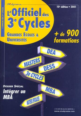 Couverture du livre « L'officiel des 3e cycles » de  aux éditions Studyrama