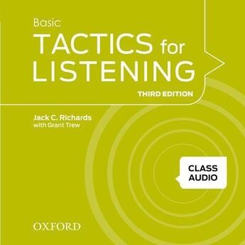 Couverture du livre « Tactics for listening (third edition) basic: class audio cds (3) » de  aux éditions Oxford Up Elt