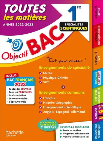 Couverture du livre « Objectif bac : toutes les matières ; 1re spécialités scientifiques (édition 2023) » de Isabelle De Lisle et Michael Salaun et Arnaud Leonard et Veronique Veyrier-Milan et Caroline Garnier aux éditions Hachette Education