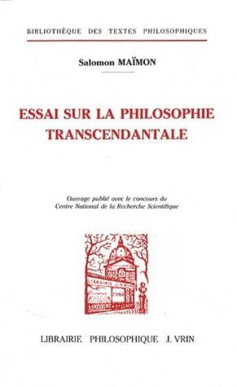 Couverture du livre « Essai Sur Philosophie Transcendantale » de Maimon aux éditions Vrin