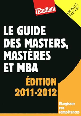 Couverture du livre « Le guide des masters, mastères et MBA » de Yael Didi aux éditions L'etudiant