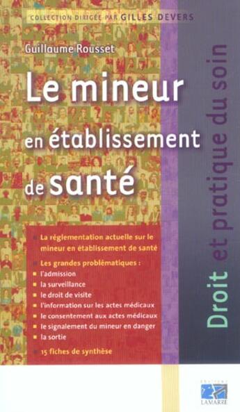 Couverture du livre « Le mineur en etablissement de sante » de Rousset Guillau aux éditions Lamarre