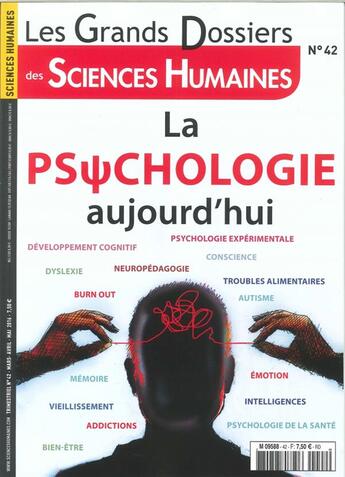 Couverture du livre « Sciences humaines gd n 42 la psychologie aujourd'hui mars 2016 » de  aux éditions Sciences Humaines