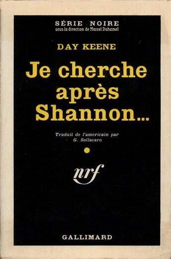 Couverture du livre « Je cherche apres shannon... » de Day Keene aux éditions Gallimard