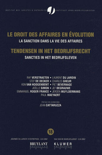 Couverture du livre « Droit des affaires en evolution. la sanction de la vie des affaires » de  aux éditions Bruylant