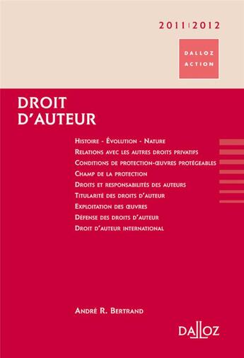 Couverture du livre « Droit d'auteur (édition 2011/2012) » de Andre Bertrand aux éditions Dalloz